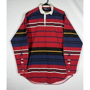 VTG Polo Ralph Lauren Rugby Polo Shirt Men's Large Red Striped Multicolor 90s